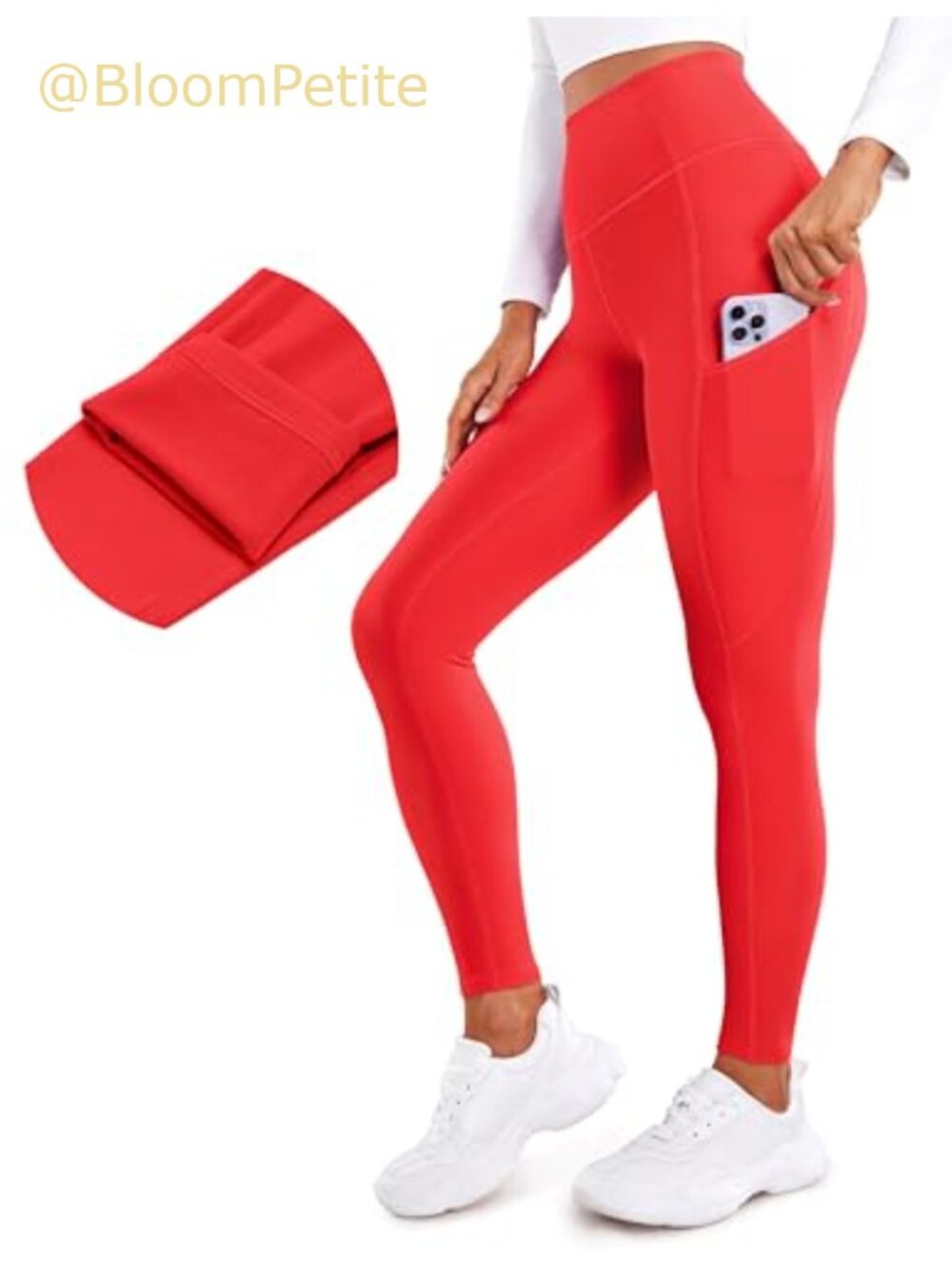 CRZ YOGA High Rise Fleece Lined Leggings 28'' Side Pockets Thermal